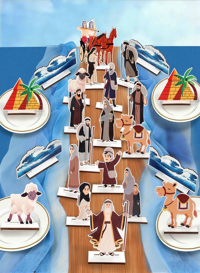 SprintGy Wooden Passover Table Decorations, 23 Set Passover Centerpieces Table Decor Signs, Jewish Pesach Decorations with Base for Festival Holiday Party Supplies Passover Seder Jewish Easter - Image 1
