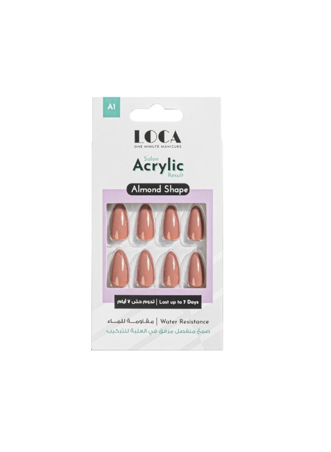 loca أظافر أكريليك A1-شكل لوزي بلون نود - Image 1