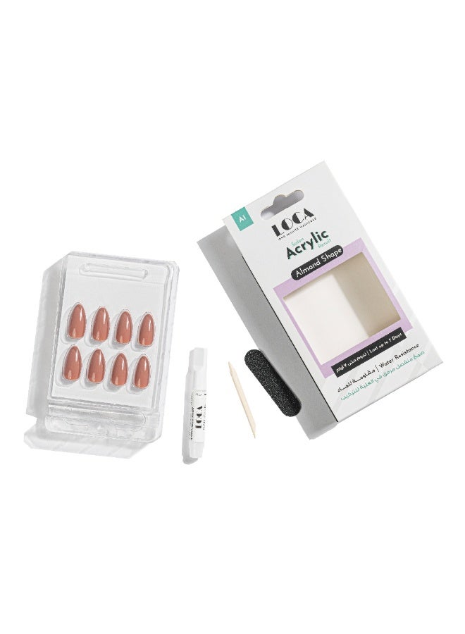 loca أظافر أكريليك A1-شكل لوزي بلون نود - Image 3