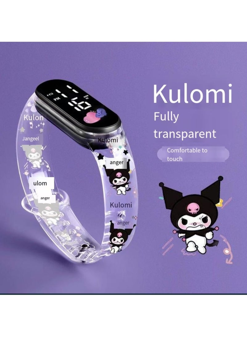 Kuromi Night Light Children's Waterproof Silicone Digital Watch - Image 1