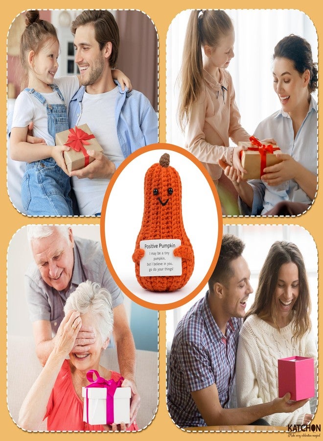 KatchOn, Positive Pumpkin Crochet Gift | Cute Crochet Pumpkin for Emotional Support, Fall Decor, Halloween & Thanksgiving Decorations, Office Desk Accessories | Fun Gift for Women, Kids & Friends - Image 3