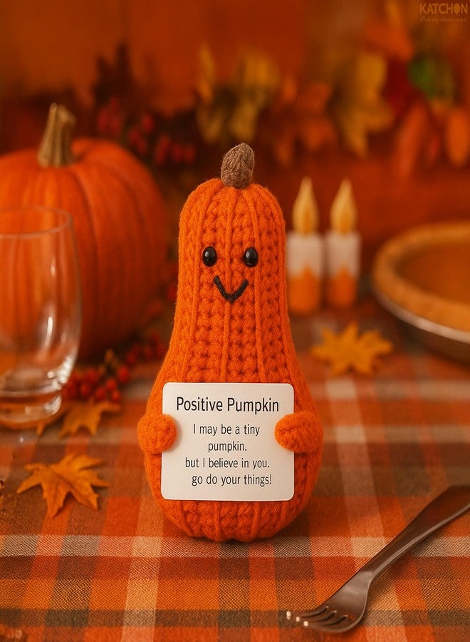 KatchOn, Positive Pumpkin Crochet Gift | Cute Crochet Pumpkin for Emotional Support, Fall Decor, Halloween & Thanksgiving Decorations, Office Desk Accessories | Fun Gift for Women, Kids & Friends - Image 5