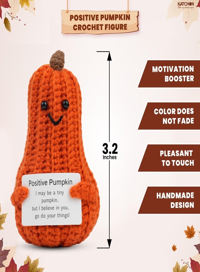 KatchOn, Positive Pumpkin Crochet Gift | Cute Crochet Pumpkin for Emotional Support, Fall Decor, Halloween & Thanksgiving Decorations, Office Desk Accessories | Fun Gift for Women, Kids & Friends - Image 2
