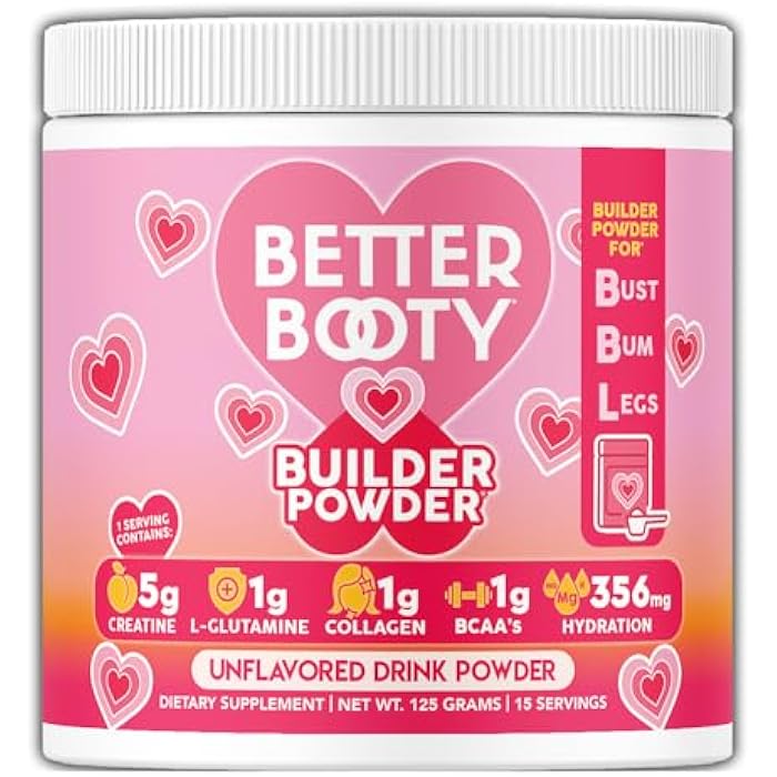 Angry Supplements بودرة كرياتين مونوهيدرات للنساء من بيتر بوتي لبناء الأرداف، 5 جرام كرياتين نباتي مع كولاجين، جلوتامين، BCAAs ومزيج ترطيب للتعافي، الطاقة، مشروب مختلط، بدون نكهة (125 جرام، عبوة واحدة) - Image 1