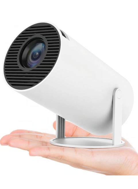 Mini Projector, HY300 Auto Keystone Correction Portable Projector, 4K/ 200 ANSI Smart Projector with 2.4/5G WiFi, BT 5.0, 130 Inch Screen, 180 Degree Flip, Round Design, Home Video Projector