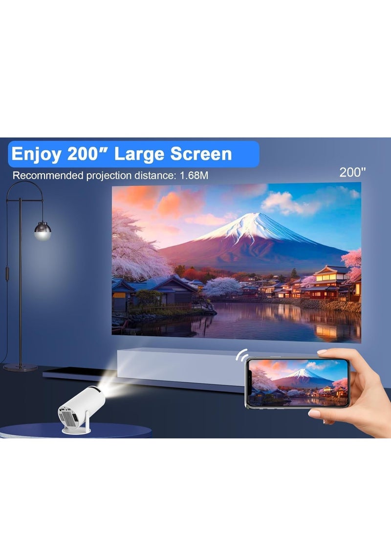 ELTRAZONE - Mini Projector, HY300 Auto Keystone Correction Portable Projector, 4K/ 200 ANSI Smart Projector with 2.4/5G WiFi, BT 5.0, 130 Inch Screen, 180 Degree Flip, Round Design, Home Video Projector - Image 1
