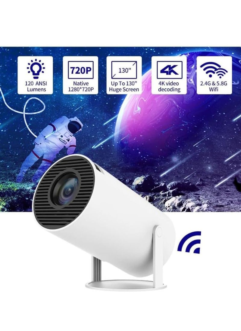 ELTRAZONE - Mini Projector, HY300 Auto Keystone Correction Portable Projector, 4K/ 200 ANSI Smart Projector with 2.4/5G WiFi, BT 5.0, 130 Inch Screen, 180 Degree Flip, Round Design, Home Video Projector - Image 1