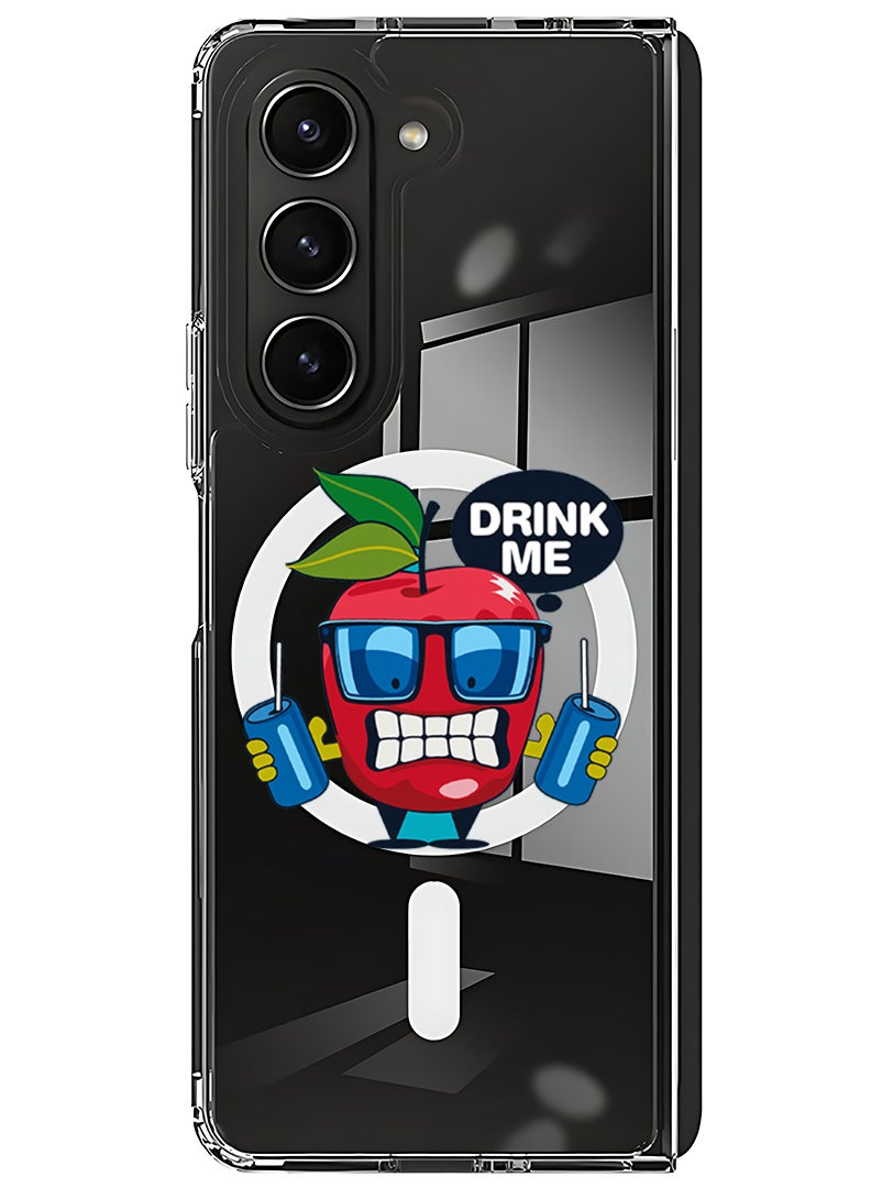 Theodor Magnetic Case for Samsung Galaxy Z Fold 5 Compatible with MagSafe Wireless Charging, Shockproof Phone Bumper Cover Apple drink me - Image 1