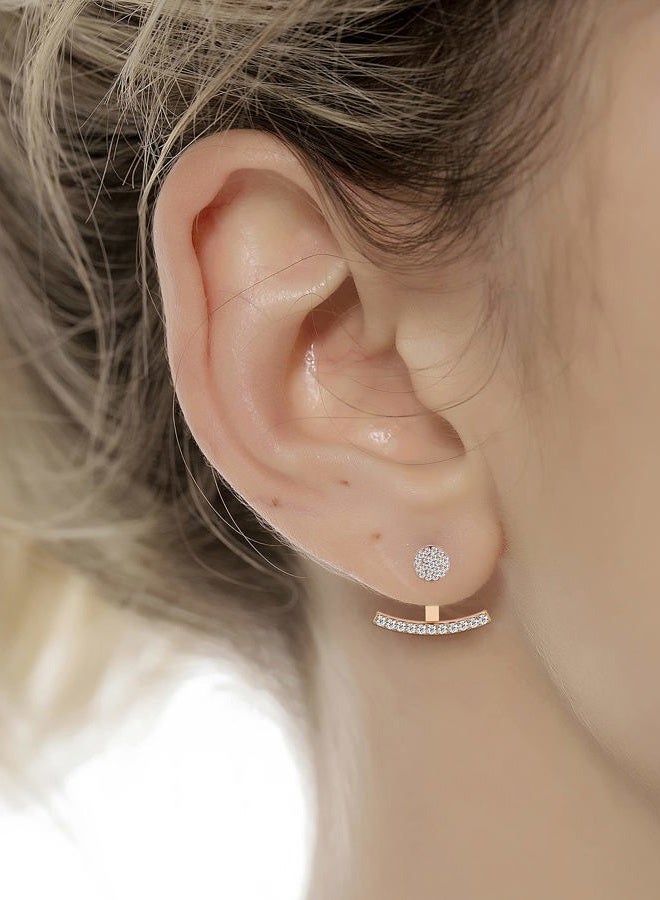 Tornito 6-12 Pairs Lotus Flower Earring Studs Chic CZ Earrings Jackets For Women Silver Rose Gold Tone, Rose Gold, Cubic Zirconia - Image 4