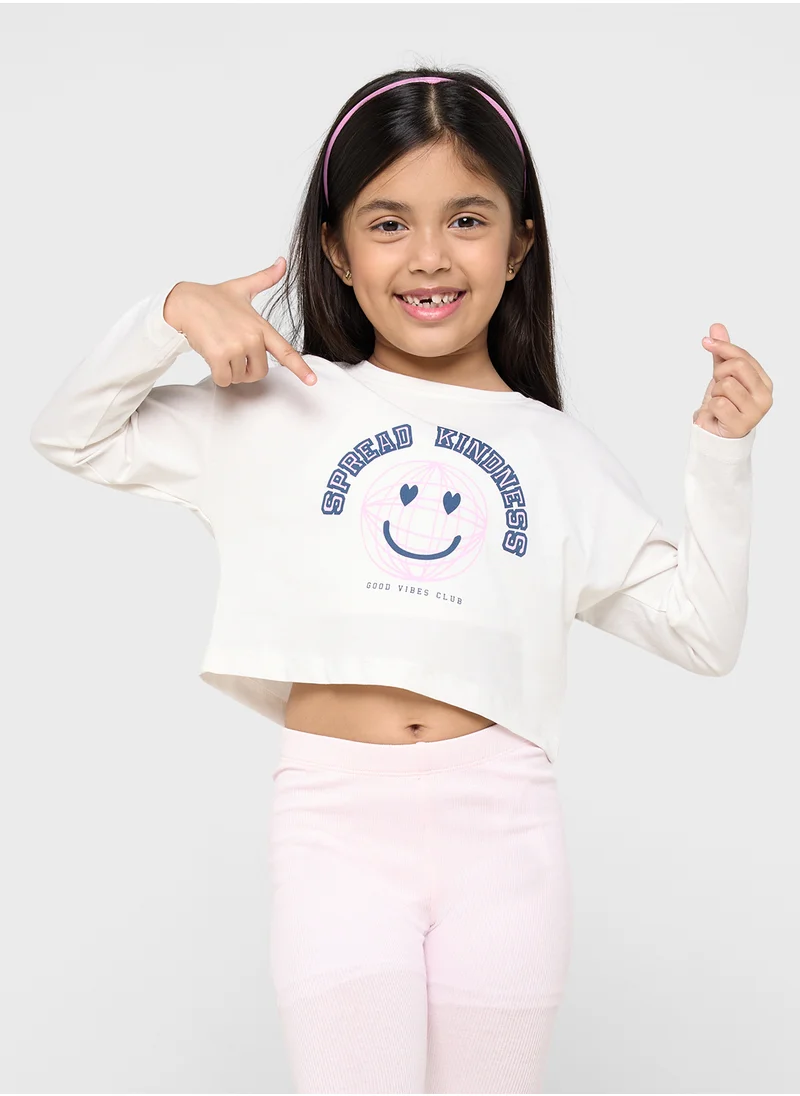 NAME IT Kids Graphic Crop Top