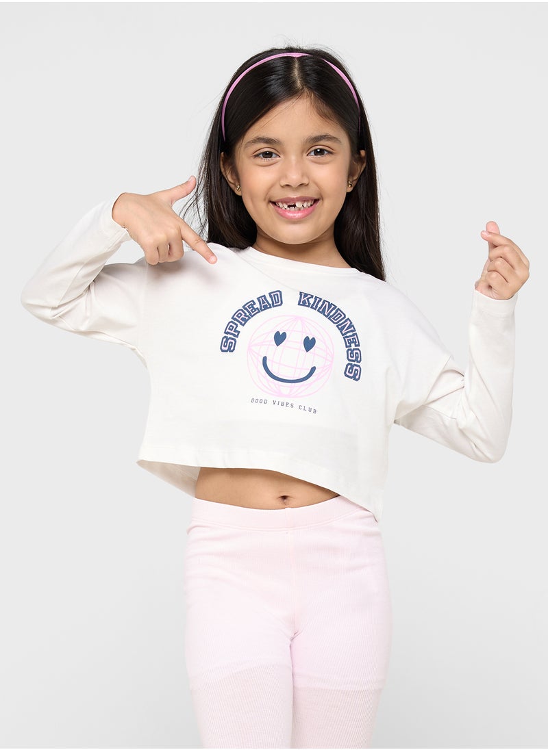 NAME IT - Kids Graphic Crop Top - Image 1