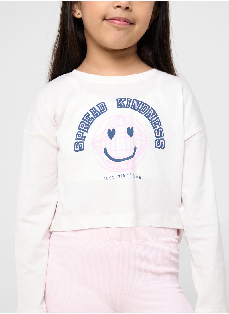 NAME IT - Kids Graphic Crop Top - Image 1