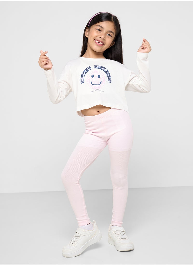 NAME IT - Kids Graphic Crop Top - Image 1