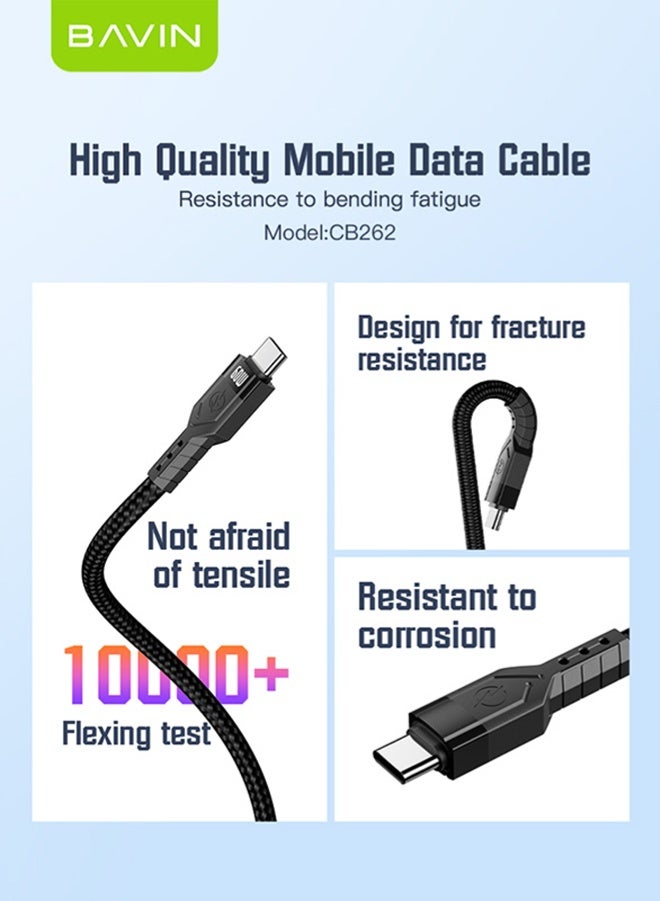 BAVIN USB C Nylon Braided Cable 60W, TYPE-C to USB-C 1.2M Cable, USB C Charger Cable for iPhone 15, Mac Book Pro 2020, iPad Pro 2020, Switch, Samsung Galaxy S20 Plus S9 S8 Plus, Pixel, Huawei P60, Xiaomi, Laptops and lot more - Image 3