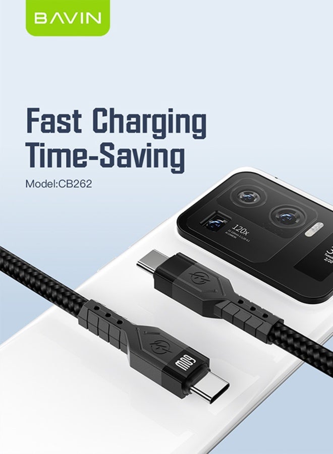 BAVIN USB C Nylon Braided Cable 60W, TYPE-C to USB-C 1.2M Cable, USB C Charger Cable for iPhone 15, Mac Book Pro 2020, iPad Pro 2020, Switch, Samsung Galaxy S20 Plus S9 S8 Plus, Pixel, Huawei P60, Xiaomi, Laptops and lot more - Image 2