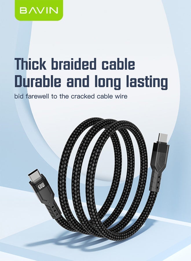 BAVIN USB C Nylon Braided Cable 60W, TYPE-C to USB-C 1.2M Cable, USB C Charger Cable for iPhone 15, Mac Book Pro 2020, iPad Pro 2020, Switch, Samsung Galaxy S20 Plus S9 S8 Plus, Pixel, Huawei P60, Xiaomi, Laptops and lot more - Image 5