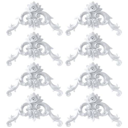Pangda Corner Wall Molding French Style Wainscoting Panels Flora Moulding Corner Panel Wall Molding Kit for Cabinet Picture Frames Decor Not Include Glue8 PcsRose Style - Image 1