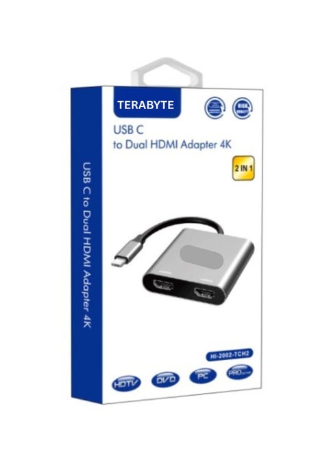 USB C to Dual HDMI Adapter 4K 60hz, Type C to HDMI Converter