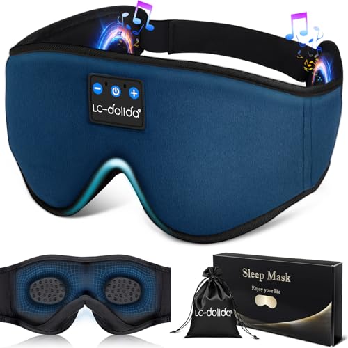 LCdolida Sleeping Headphones Eye Mask Sleep Mask with Bluetooth Headphones 3D Eye Mask Wireless Music Cotton Sleep Cover for Side Sleepers Nap Insomnia Air Travel Meditation Gifts for Unisex