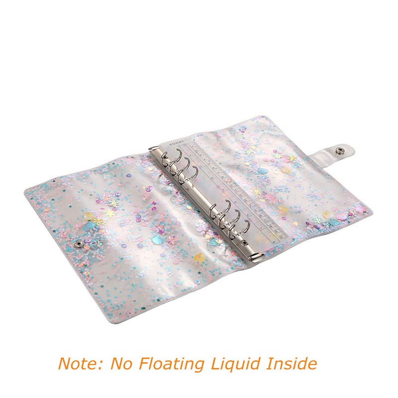 SICCOMA A5 6-Ring Loose Leaf Binder Cover PVC Glitter A5 Planner Cover Notebook Binder Refillable Notebook Shell (6.7â€x9.2â€) for Round-Ring Planner Pages (Inner Paper Not Included) - Image 5