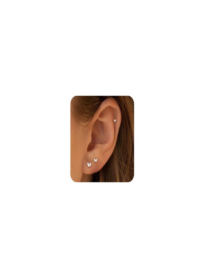 VRIUA 20G Tiny Flat Back Earrings for Women - 14K Gold/Silver Plated Small Flat Back Stud Earrings Hypoallergenic Cartilage Helix Piercing Jewelry, 4 mm, 5 mm, 6 mm, Brass, No Gemstone - Image 1
