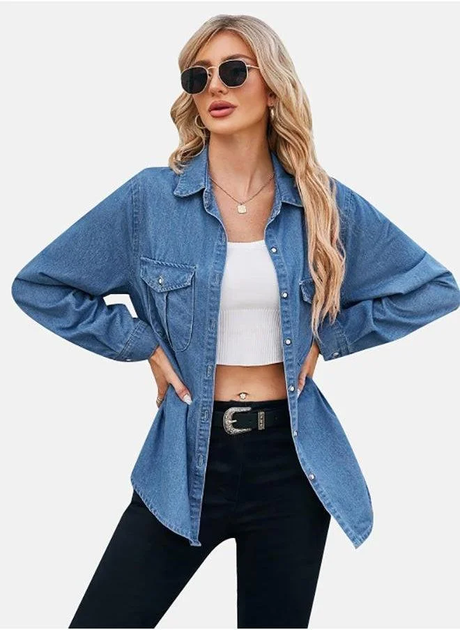 YUNIQEE Blue Collared Half Sleeve Shirt