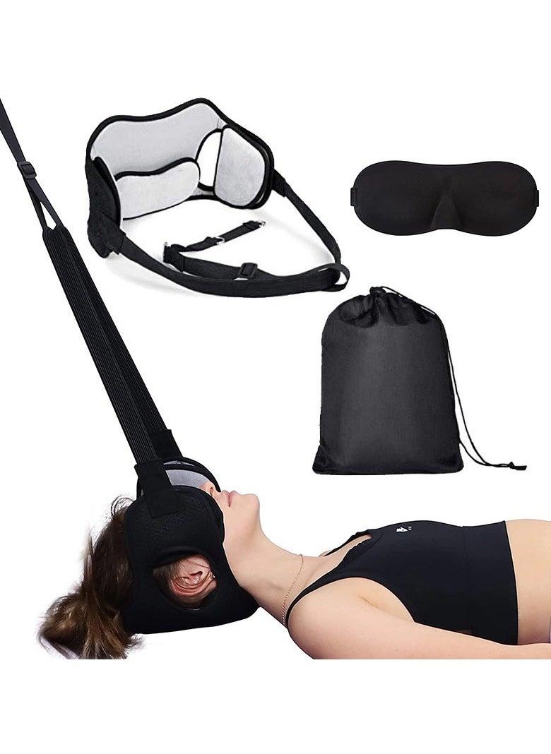 Ru syanl Adjustable Neck Traction for Neck Pain Neck Stretcher Strap for Pinched Nerves Neck Stretcher with Release Buckle Neck Decompression Device with Ear Hole for Indoors or Outdoors  - Image 1