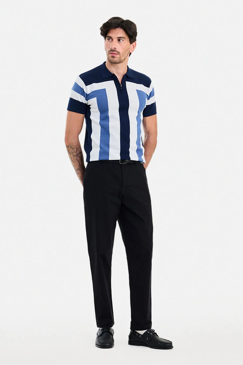 SNITCH Blue Blue Striped Half Sleeve Regular Fit T-Shirt for Men | Best Price UAE