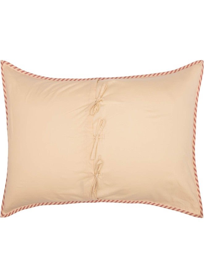 في أتش سي براندز غطاء وسادة كبير من ماركة VHC Brands Sawyer Mill، بنمط ريفي مخطط، مصنوع من القطن، مقاس كينج 21 × 37 بوصة، لون أحمر. - Image 4