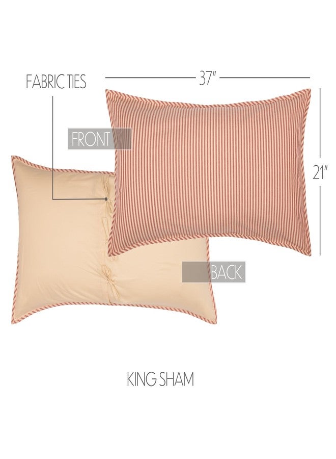 في أتش سي براندز غطاء وسادة كبير من ماركة VHC Brands Sawyer Mill، بنمط ريفي مخطط، مصنوع من القطن، مقاس كينج 21 × 37 بوصة، لون أحمر. - Image 3