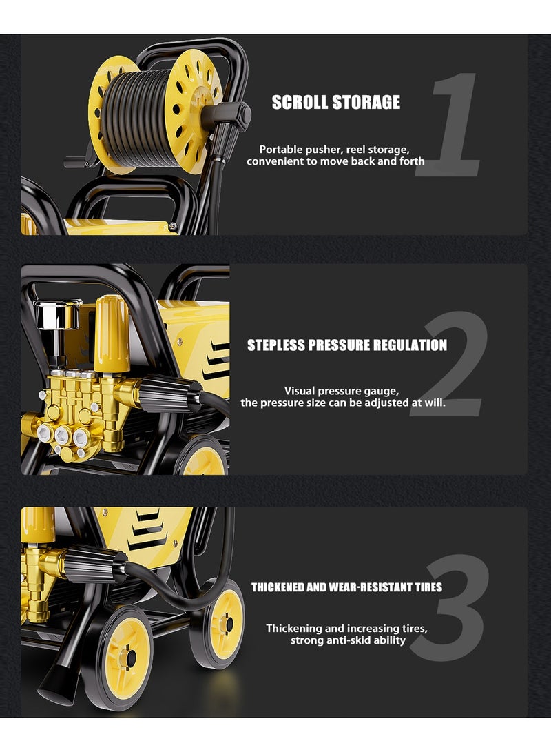 ALongDeng Electric Pressure Washer 2000W Pressure Washers with Hose Reel Foam Cannon 10M Hose Car Wash Machine and Nozzles High Pressure Washer for Car Driveway Patio - Image 3