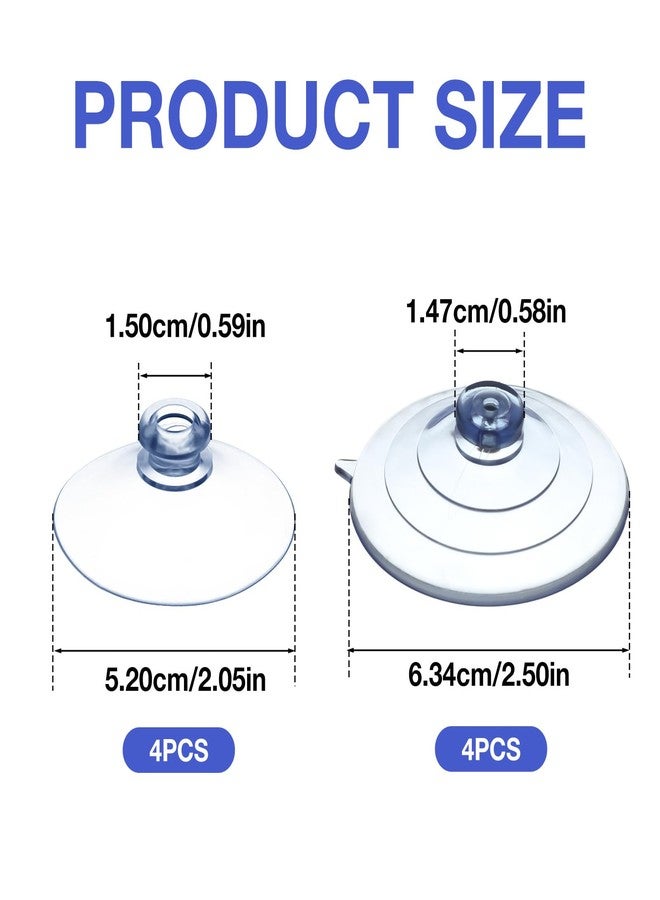 Exclaith 8 Pcs 2 Sizes Sponge Holder Suction Cup, 2 Inch and 2.5 Inch PVC Heavy Strength Large Clear Sucker Without Hooks Replacement Suction Cups for Sponge Holder, Kitchen - Image 2