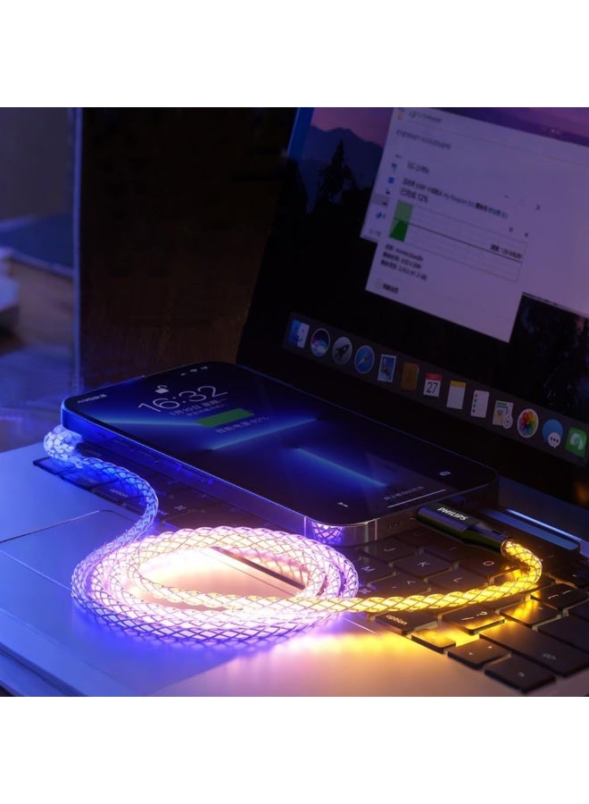 Philips USB-C to USB-C Cable 1m 60W PD with RGB Breathing Light, (DLC5130C/00) – Fast Charging & Data Sync, Durable Design – Multicolor - Image 4