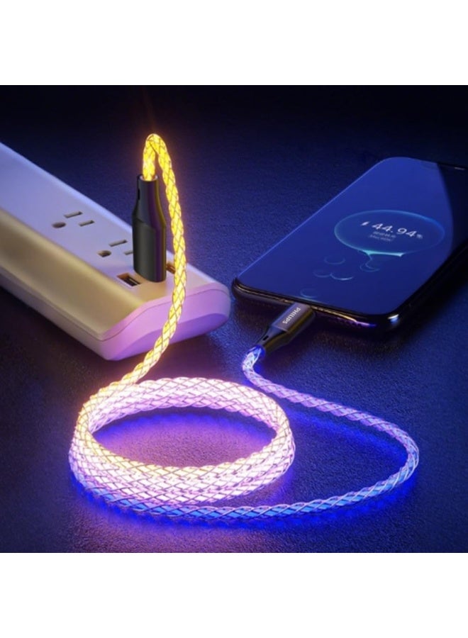 Philips USB-C to USB-C Cable 1m 60W PD with RGB Breathing Light, (DLC5130C/00) – Fast Charging & Data Sync, Durable Design – Multicolor - Image 3
