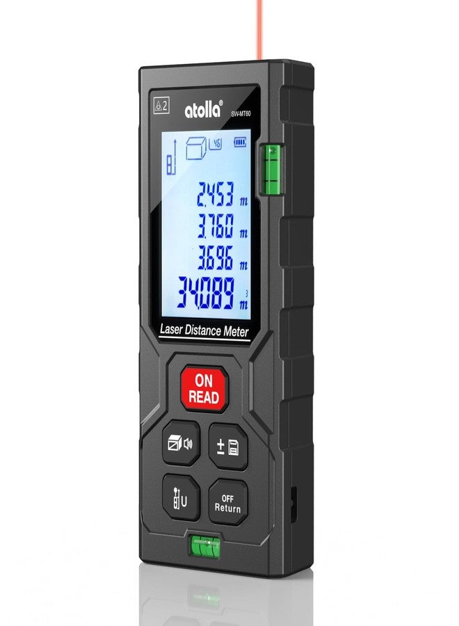 atolla Laser Measuring Tool, atolla 196Ft Laser Distance Meter, Upgraded Laser Measurement Tool with 2 Bubble Levels, Large Backlit LCD Display, 2mm Accuracy, Pythagorean Mode, Measuring Distance/Area/Volume - Image 1