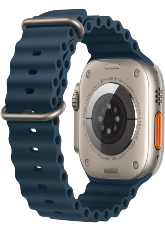 Generic 1Ultra Strap Compatible with Apple Watch Strap 49mm 45mm 44mm 42mm, Soft Loop Silicone Straps with Buckle Designed for Apple Watch Ultra Series 8 7 SE 6 5 4 3 2 1 - Blue  - Image 1