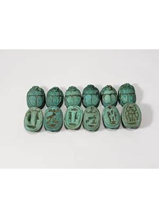 Generic Discoveries Egyptian Imports -Handcarved Fine Blue/Green Scarabs .5 - Set Of 12 - Made In Egypt 