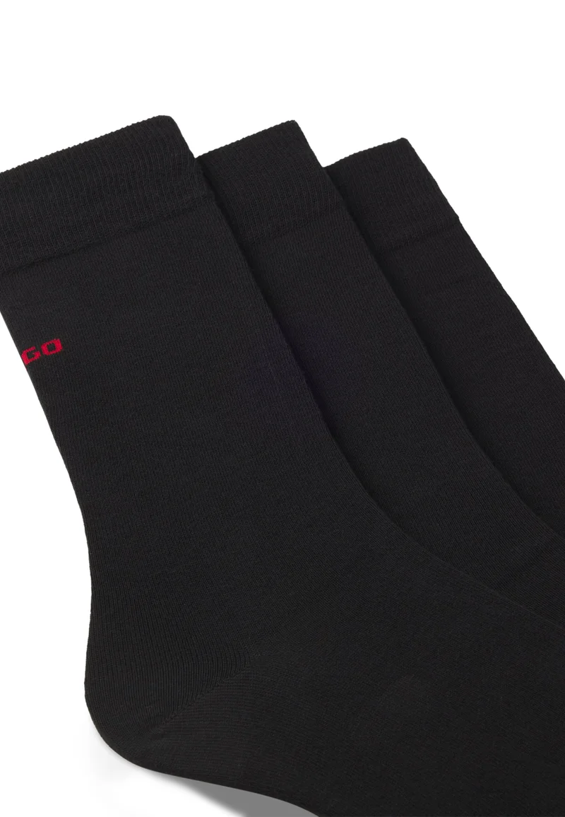 HUGO Three-pack of regular-length socks with logos