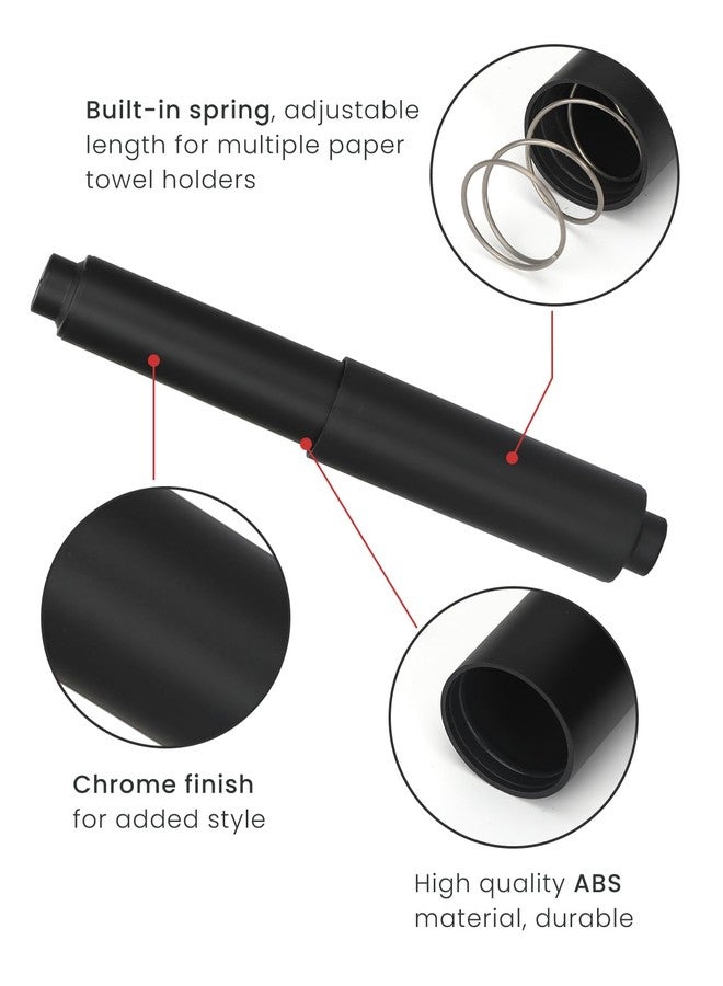 CAPHONT Toilet Paper Holder Roller Replacement, 2Pcs 6.5inch Plastic Toilet Paper Spring Rod Toilet Tissue Holder Replacement Spindle Replacement Rod fits Extra Large Bathroom Tissue Rolls (Black) - Image 2