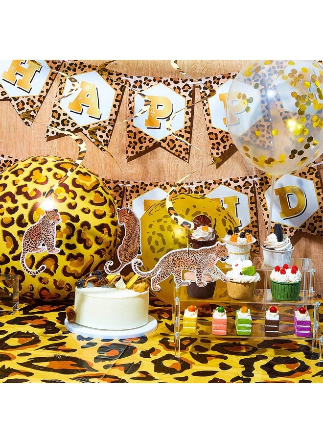 Civaner - 25 Pieces Cheetah Happy Birthday Decorations Leopard Print Banner Birthday Leopard Balloons Leopard Print Plastic Tablecloth Cheetah Print Streamers For Boy Girl Baby Shower Supplies Decorations - Image 1
