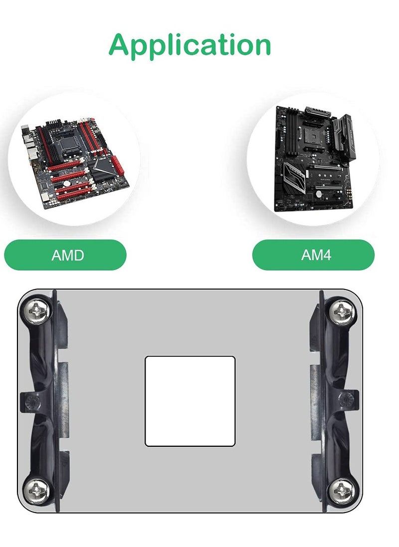 Generic - 2 Durable AM4 CPU Heatsink Brackets for Air and Water Cooling Radiators in Black - Image 1