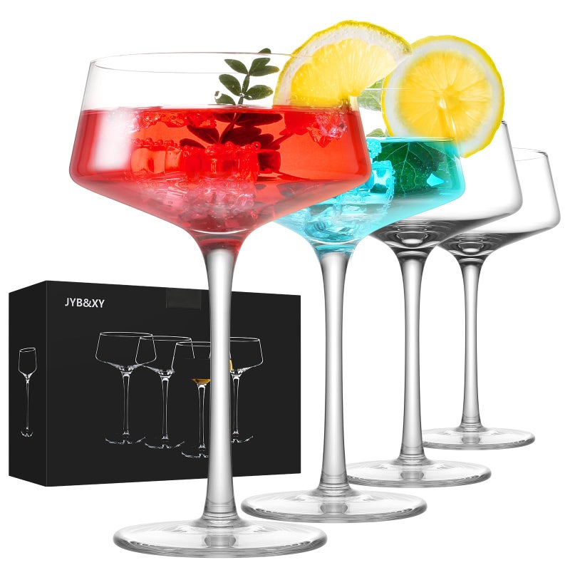 JYB&XY JYBXY Martini Glasses Set of 4 9 oz Coupe Glass Classic Cocktail Glassware Hand Blown Premium Crystal Glass for Champagne Cocktailwinemartini Flutes