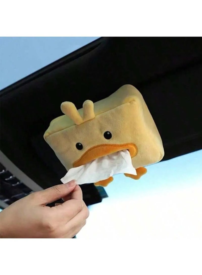 Cute Duck Plush Tissue Box Cover – Soft Cartoon Tissue Holder Organizer – Decorative Napkin Case for Home, Car & Kids Room – Compact Size 16 x 11 x 6 cm - Image 4