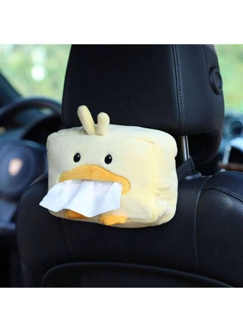 Cute Duck Plush Tissue Box Cover – Soft Cartoon Tissue Holder Organizer – Decorative Napkin Case for Home, Car & Kids Room – Compact Size 16 x 11 x 6 cm - Image 1