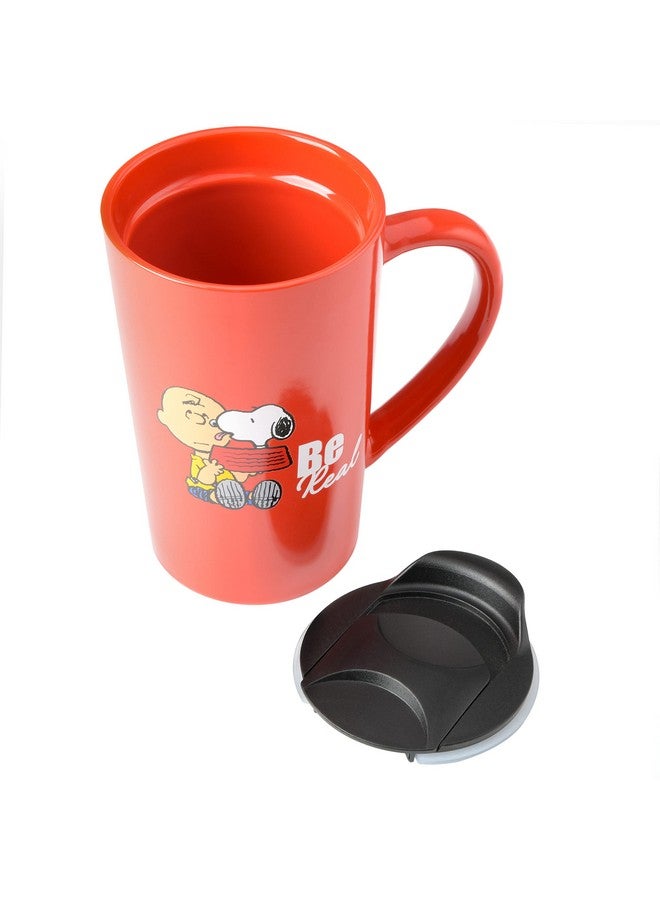 Peanuts Snoopy Gentle Reminders 18oz Travel Cup w/Lid, Stoneware, 4-Pack, Assorted Colors - Image 3