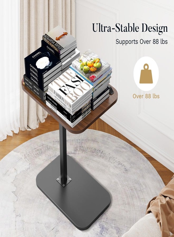 ENNVA Side Table for Couch, Adjustable Height C Shaped End Table, Narrow Sofa Side Table for Living Room & Bedside, Brown Wooden Top with Black Metal Base - Image 5