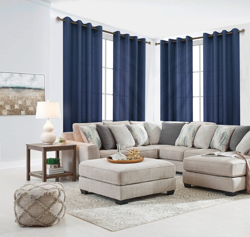 KOUFALL الستائر الأزرق المظلم في Koufall 96 بوصة طولها لغرفة المعيشة 2 لوحة من برونزية Gold Gromet Light Filtering نصف مكيف الستائر النيلي 52x96 في الطول - Image 4