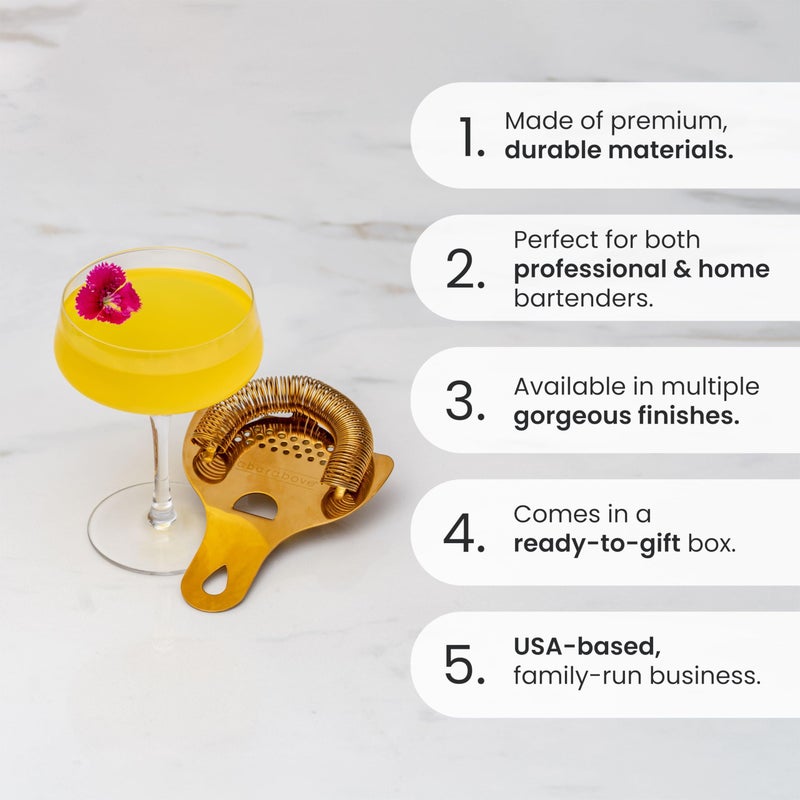 A Bar Above Hawthorne Strainer for Cocktails – Bar Strainer Cocktail w/High Density Spring – Mirrored Stainless Steel Finish Drink Strainer - Cocktail Strainer for Boston Shakers & Mixing Glasses - Image 4