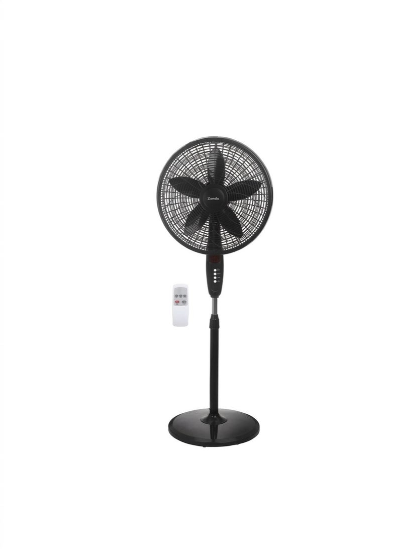 Zada Stand Fan with Remote Control, 18 Inch, 5 Blades, 50W, Black - ZSF-182T - Image 1