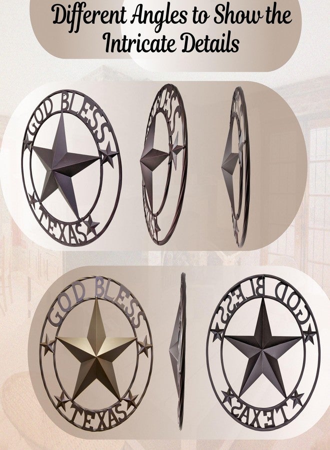BestGiftEver Metal Star Outdoor 24" Circle with God Bless Texas Sign | Rustic Texas Decor & Wall Decoration | Perfect Texas Wall Art & Gift for Country Home Enthusiasts - Image 4